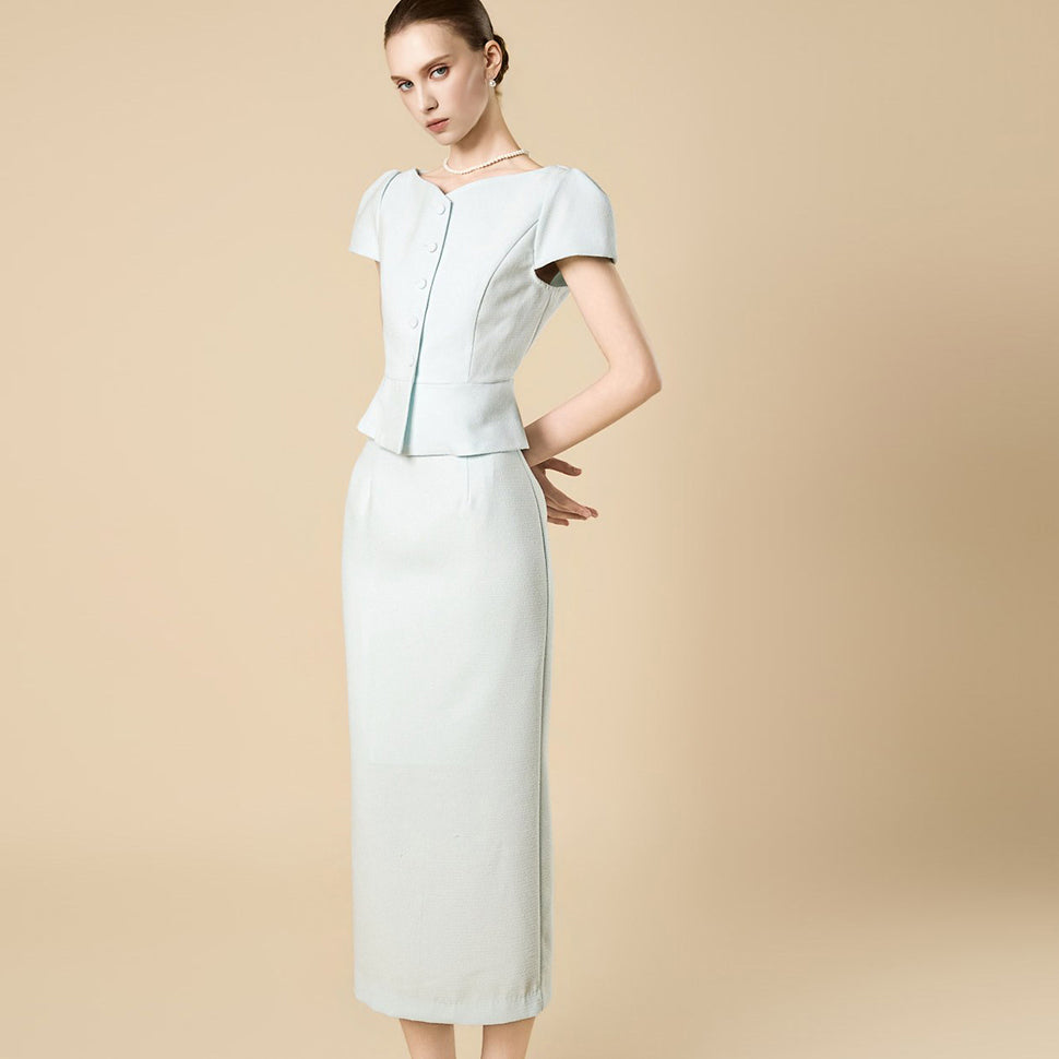 D5573 Peplum Tweed Two-Piece