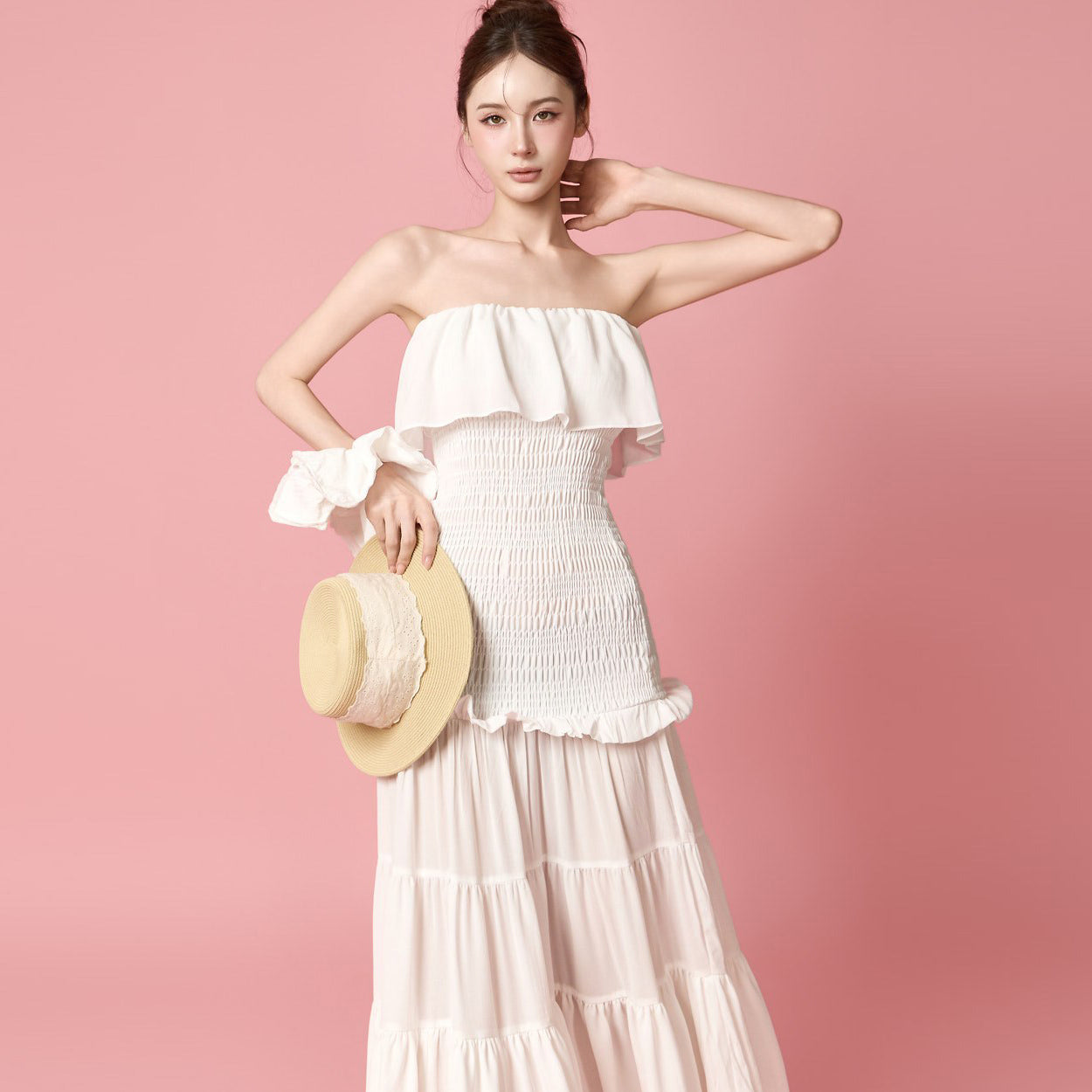 D5677 Off-Shoulder Smock Dress