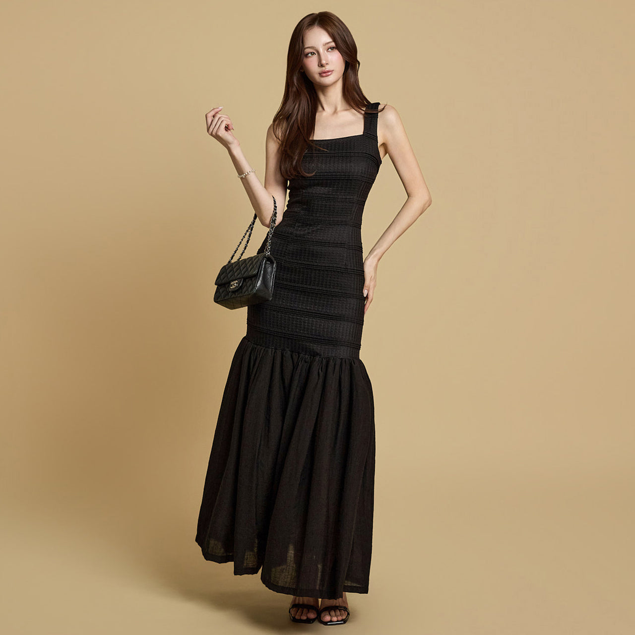 D9540 Shirring Pleats Dress