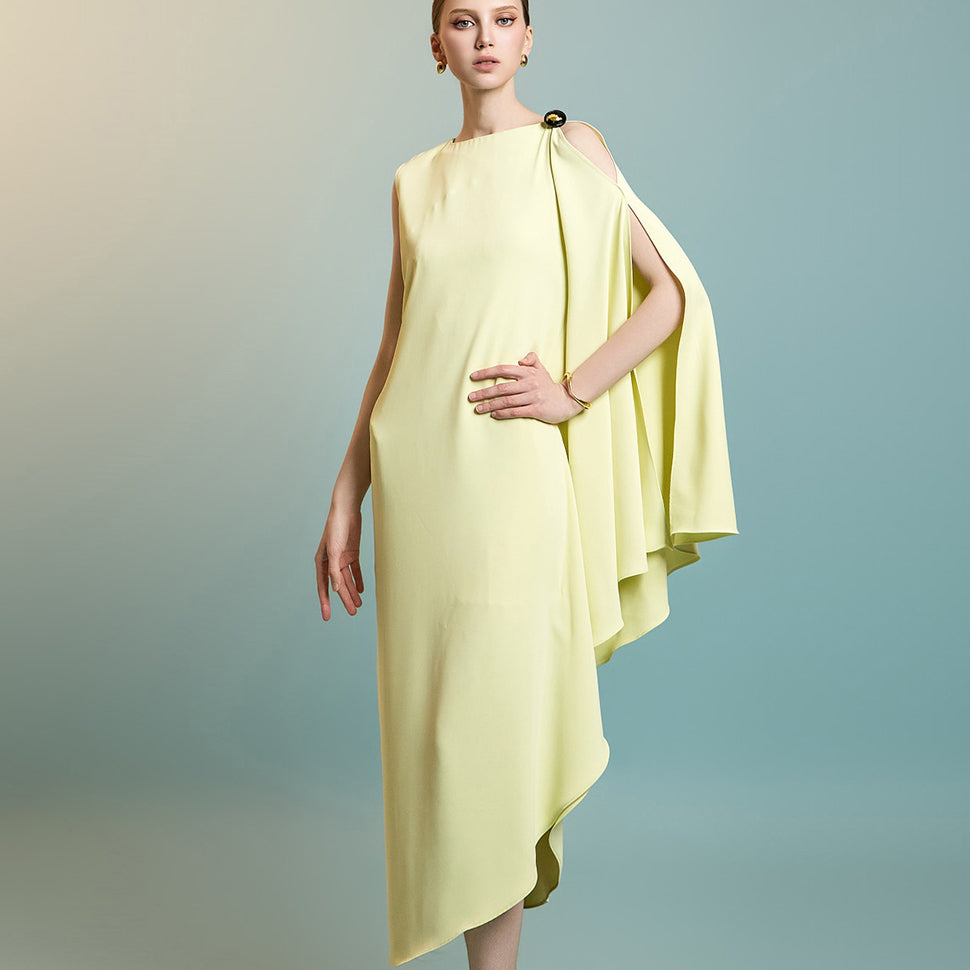D9543 Asymmetric Sleeve Dress