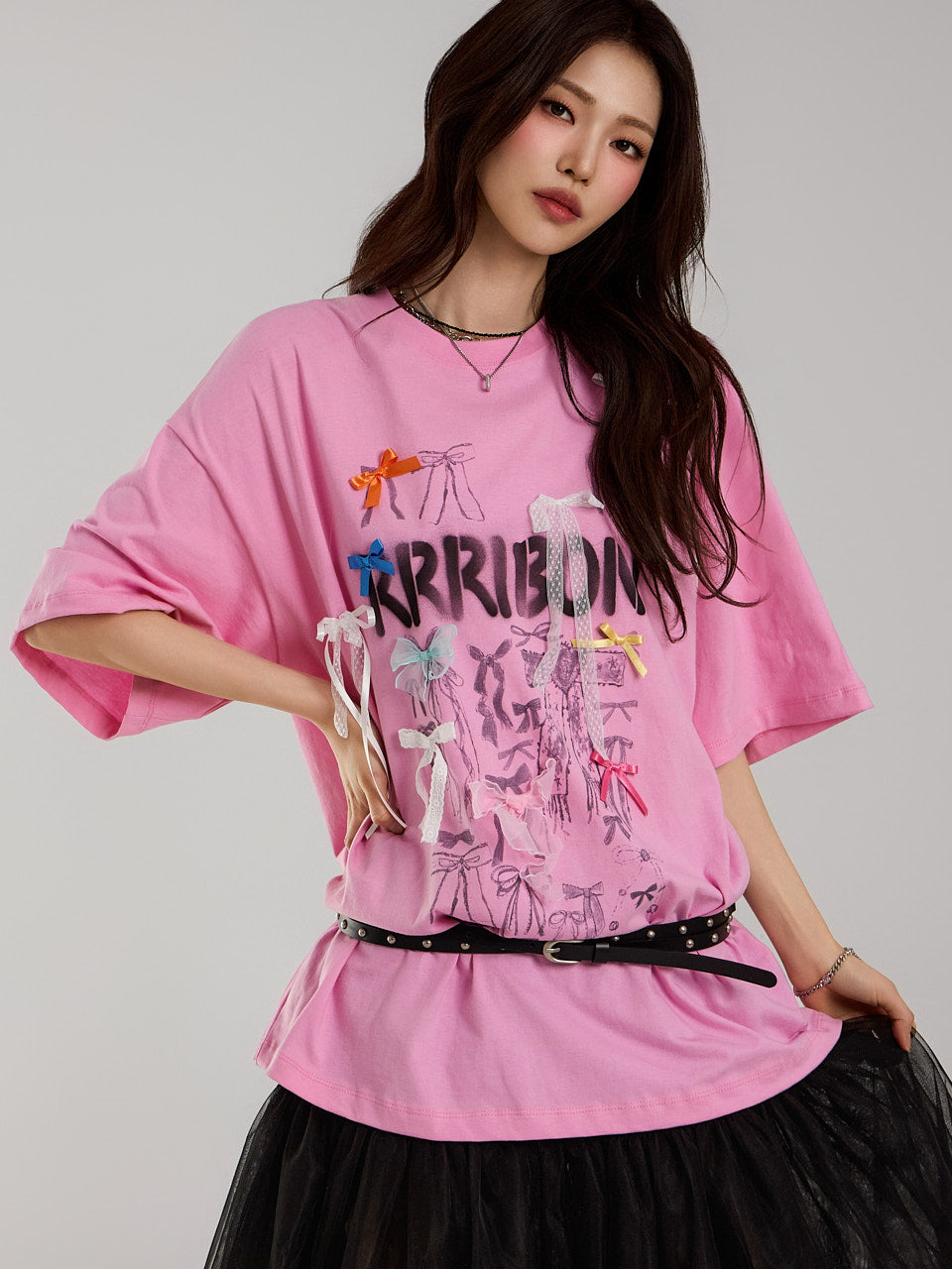 E3312 Ribbon Printed T-shirt