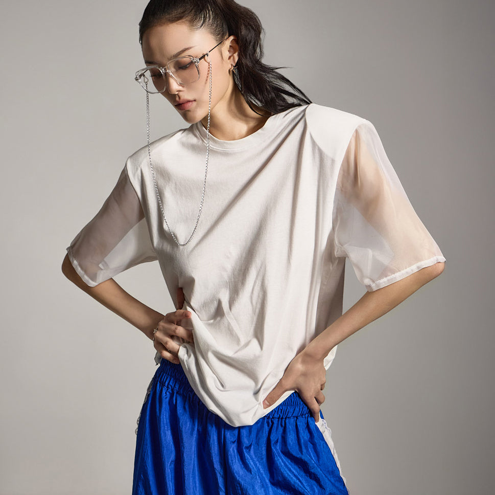 E3825 Sheer Sleeve T-Shirt