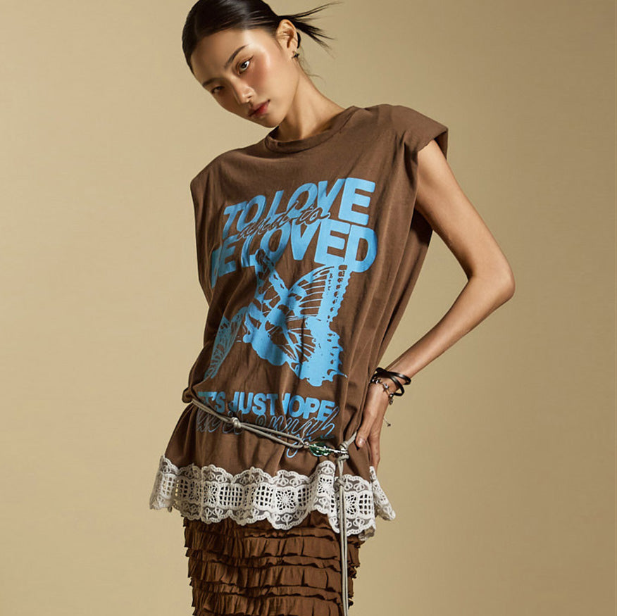 E3855 Printed Sleeveless T-Shirt