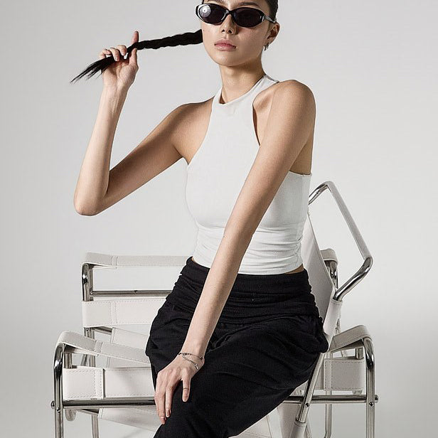 E4141 Halter Cap Sleeveless Top