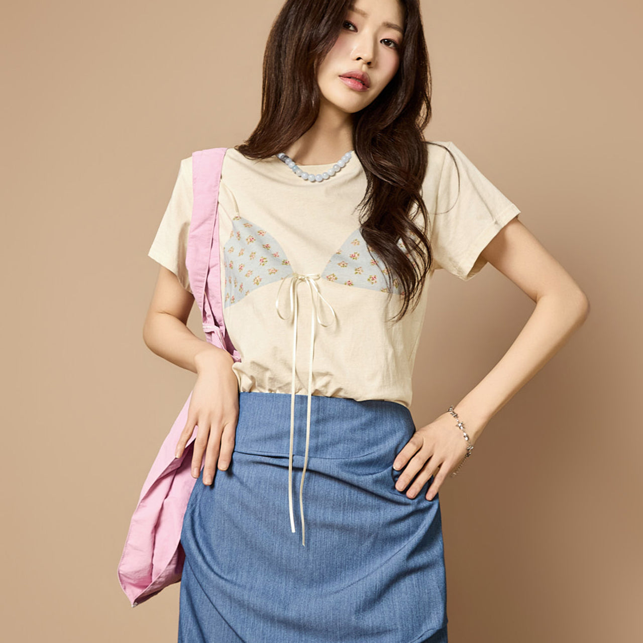 E4238 Ribbon Print Top