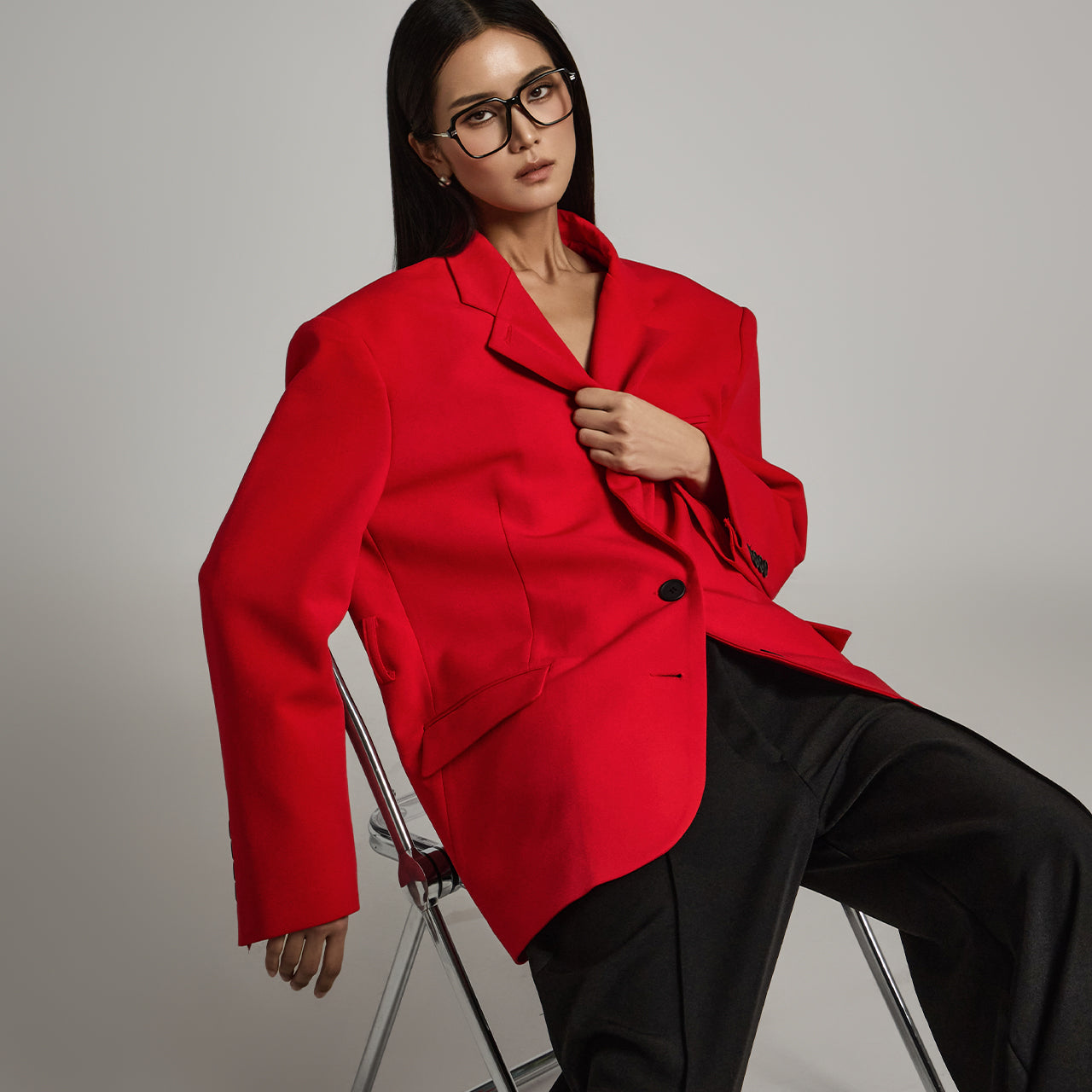 J2623 Shoulder Pad Jacket With Belt