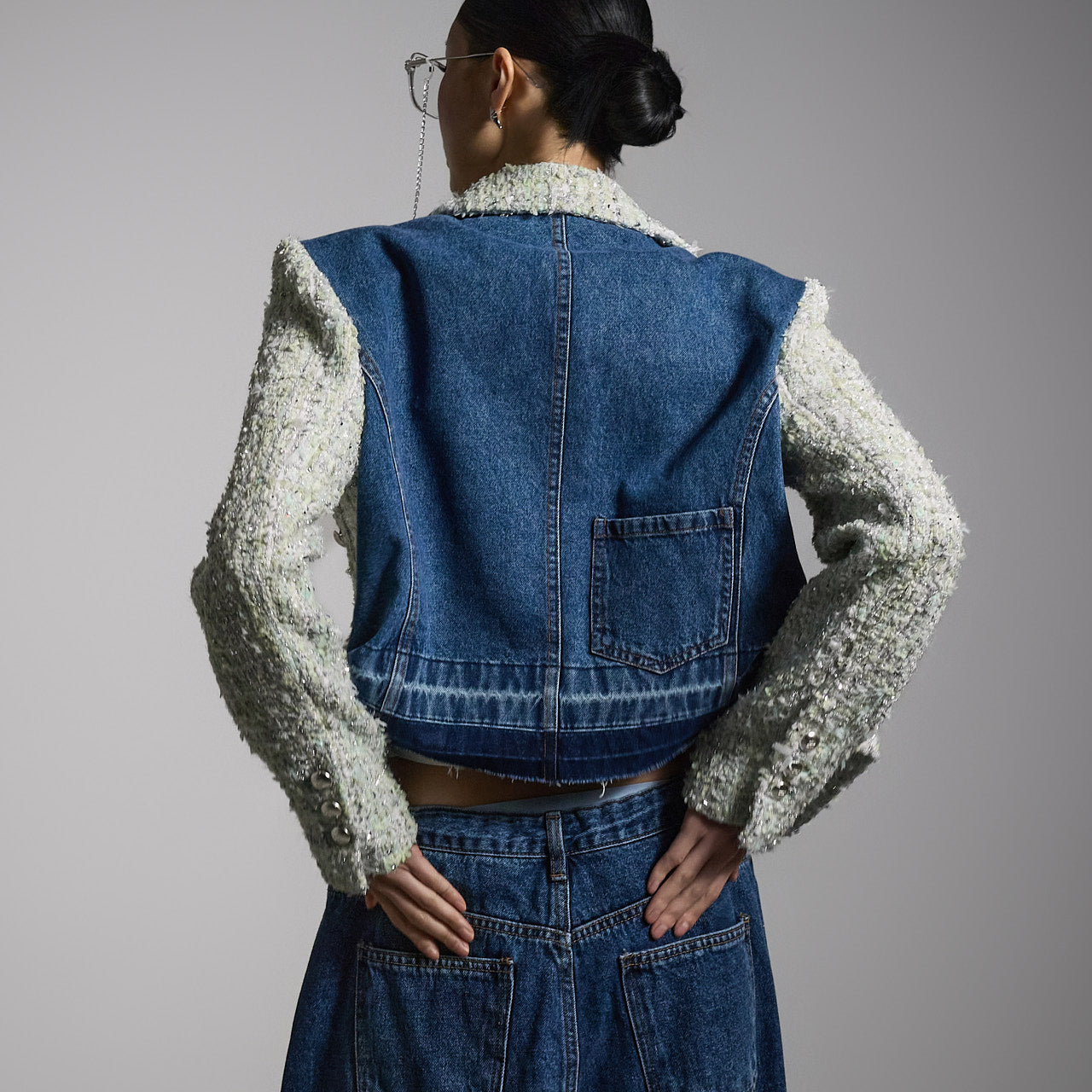 J2714 Tweed Denim Jacket