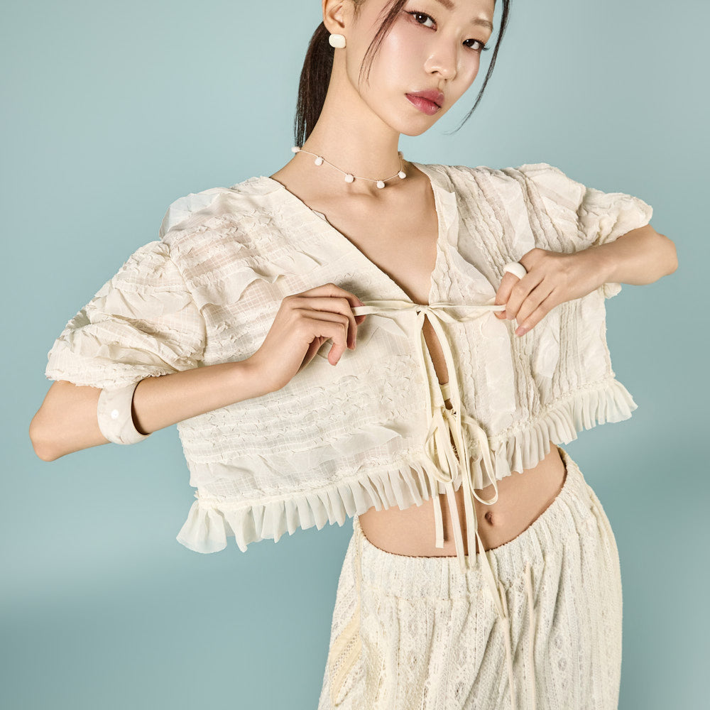 J3207 Frill Lace Cardigan