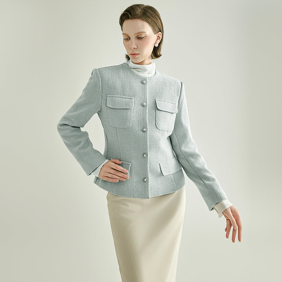 J3278 Pearl Button Tweed Jacket