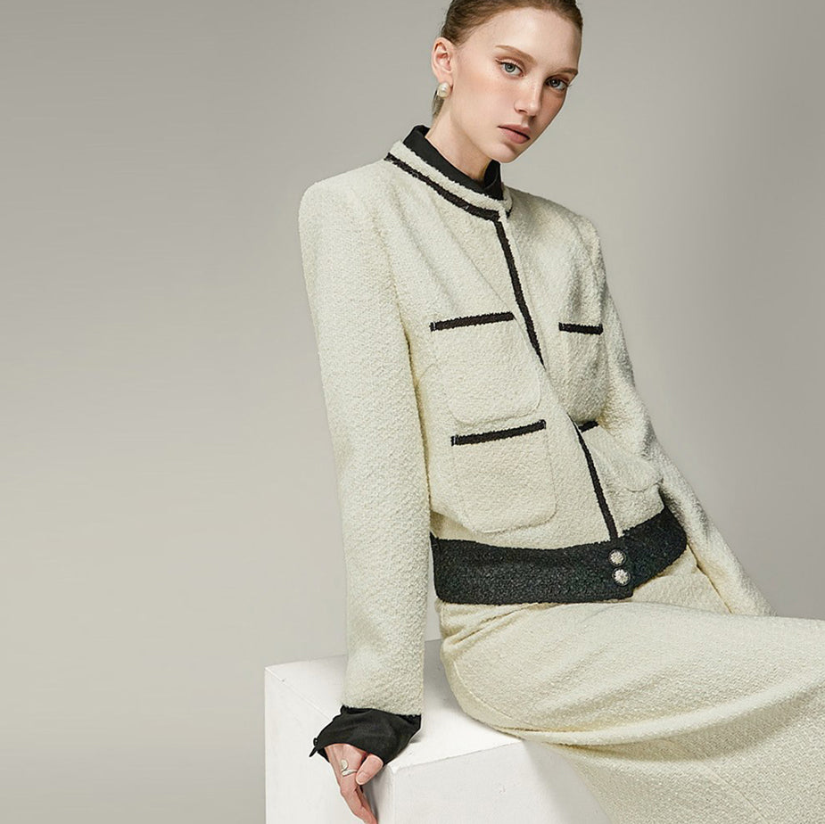 J3351 Trimmed Wool Tweed Jacket