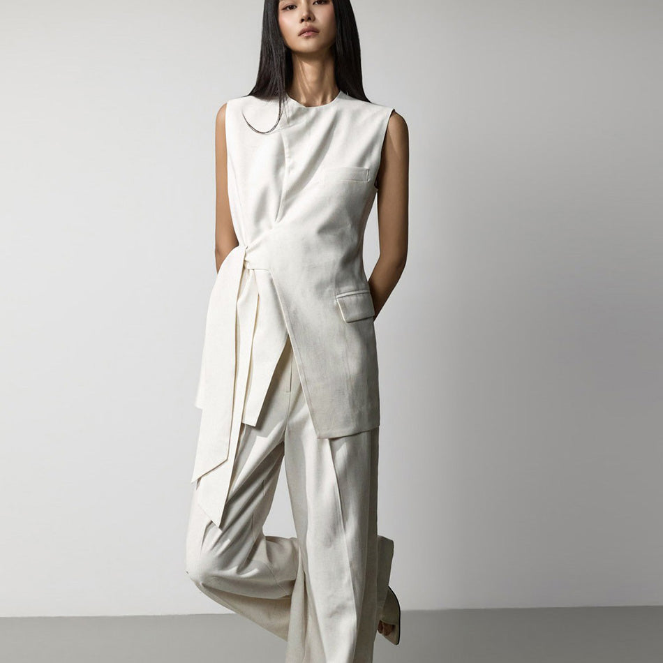 J9376 Linen Wrap Long Vest