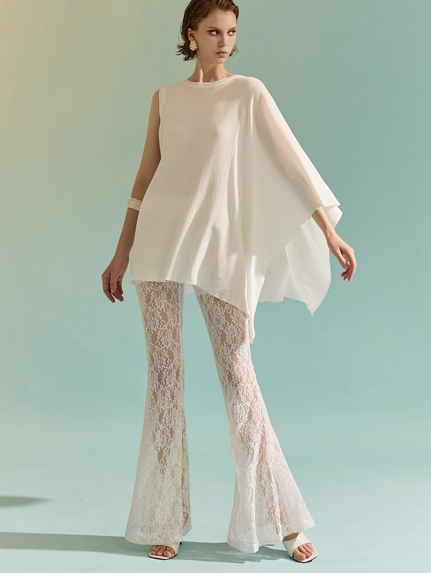 E3079 Asymmetrical Sleeve Oversized Knit