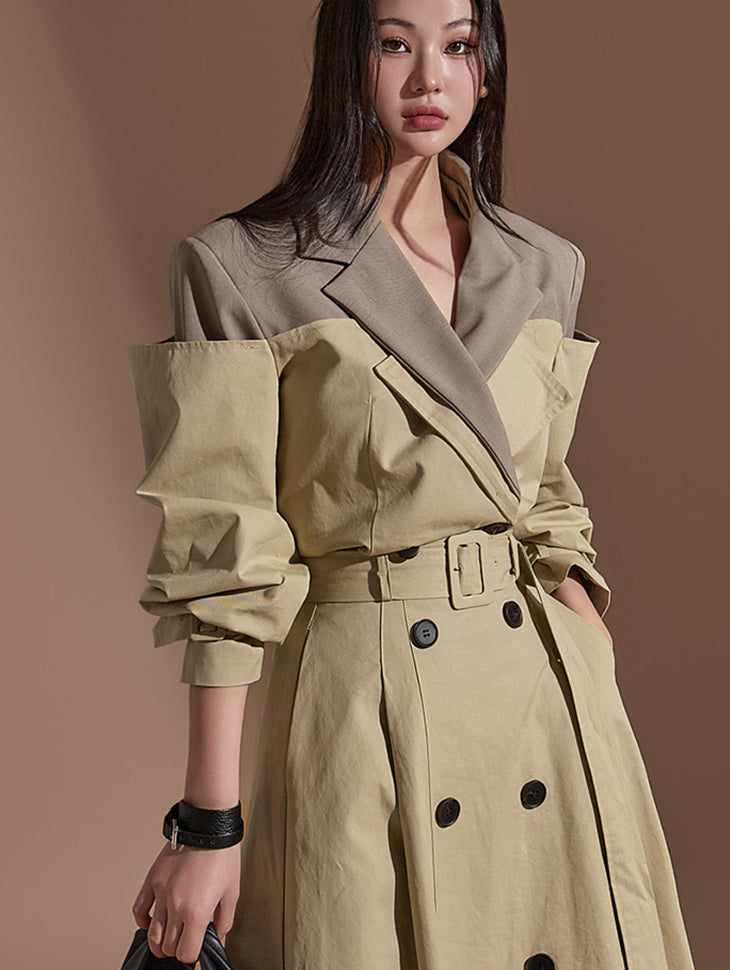 J2247 Color Scheme Crop Trench Jacket