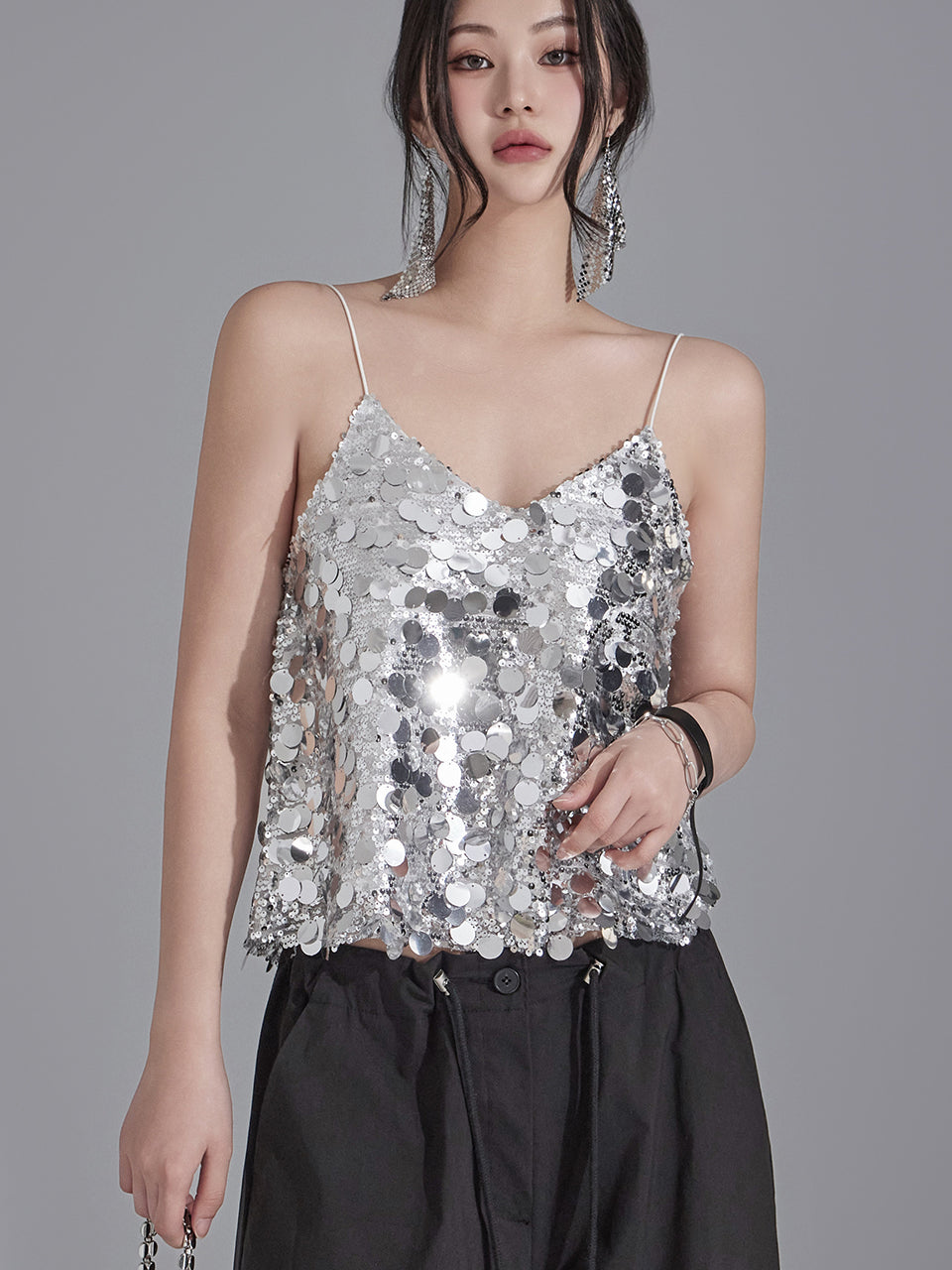 E3371 Spangle Sleeveless Top