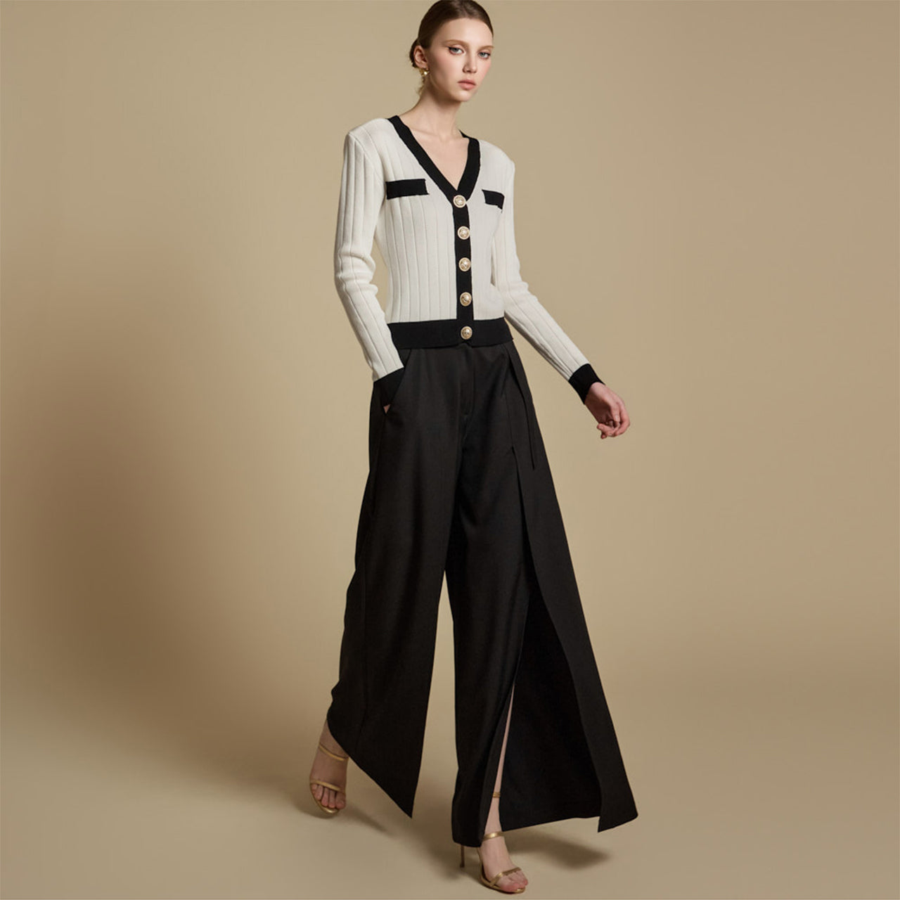 P3480 Cut-Out Slacks with Belt
