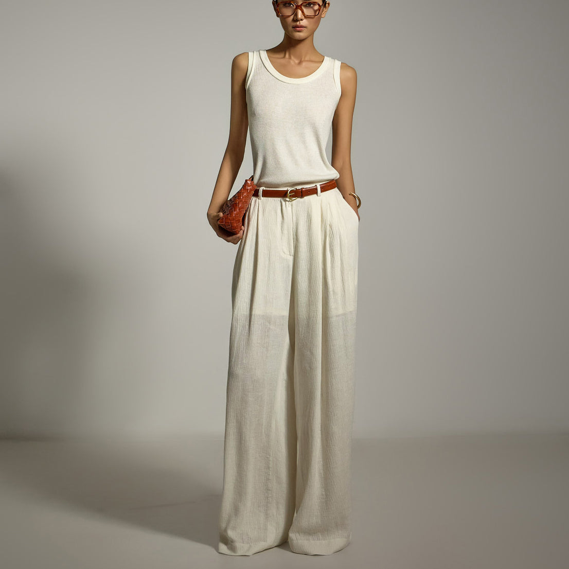 P3513 Linen Pintuck Slacks