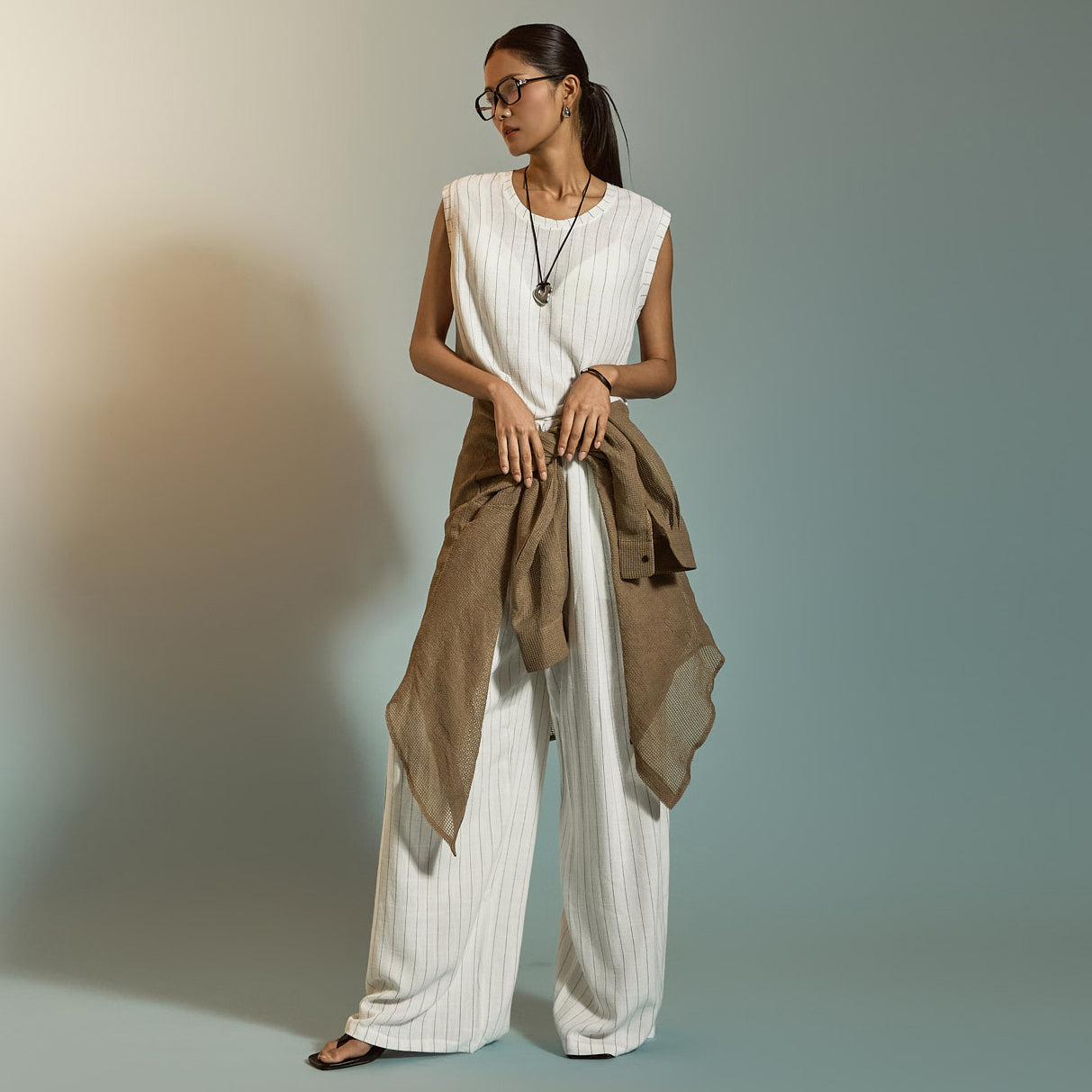 P3577 Linen Stripe Pants