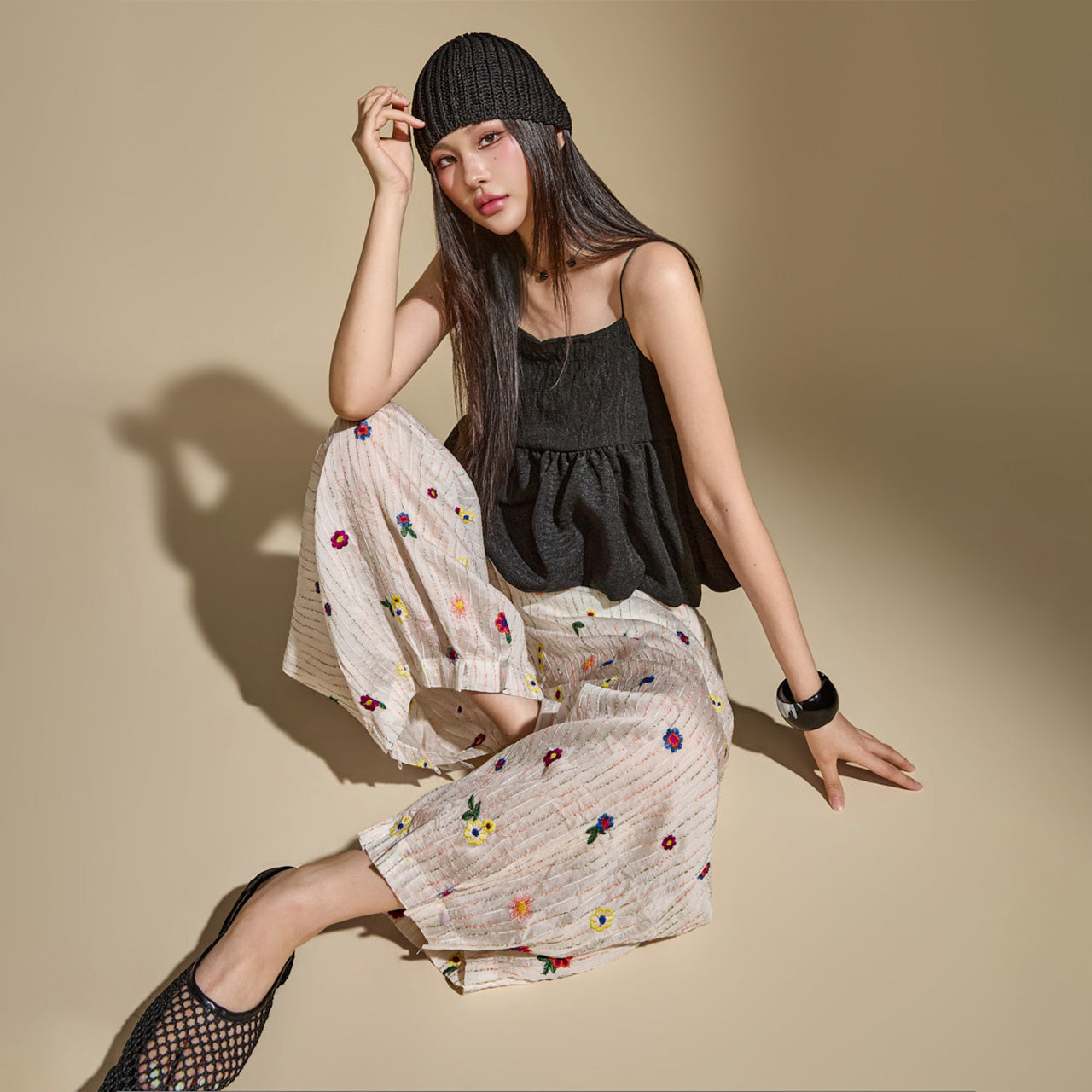 P3881 Floral Embroidered Pants
