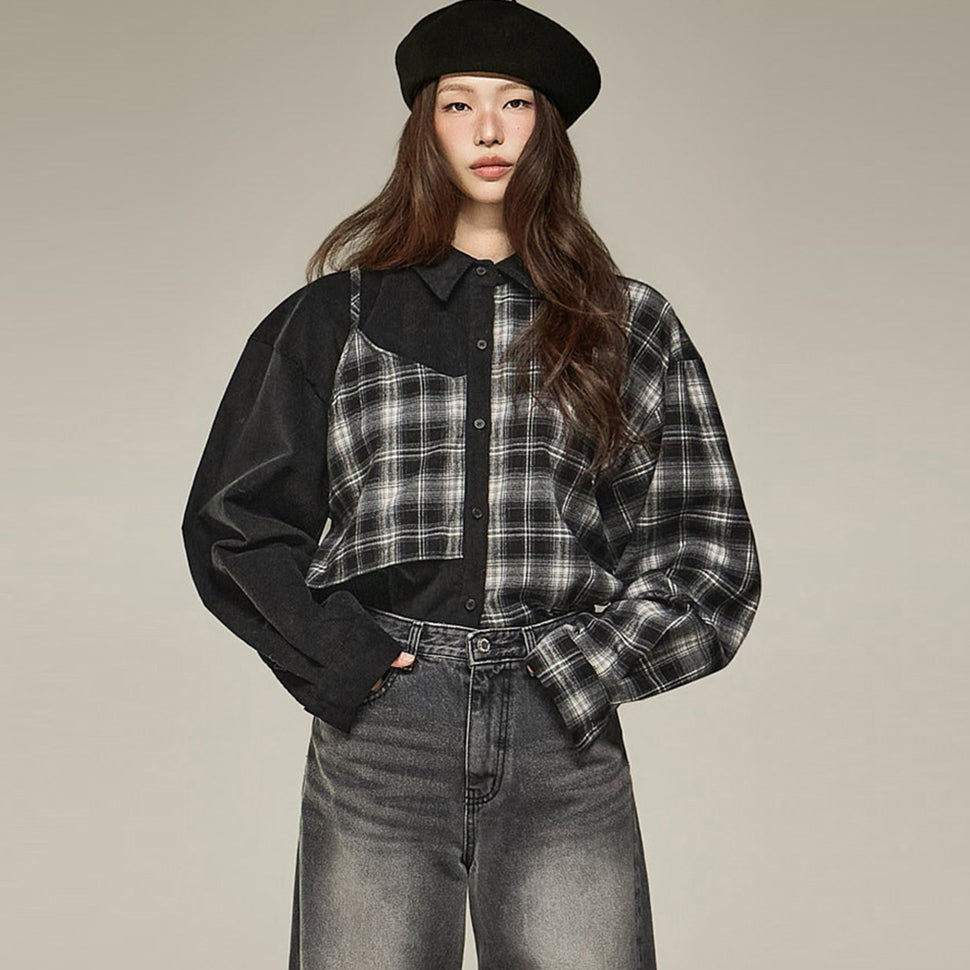 S933 Corduroy Check Shirts