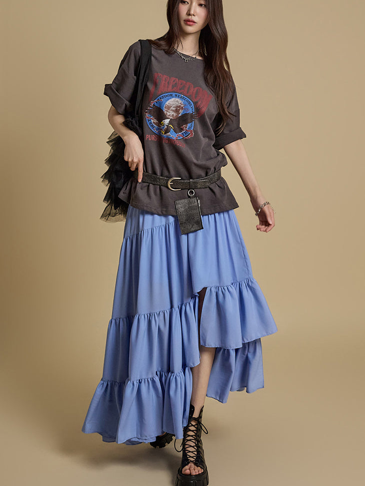 SK2977 Tiered Asymmetric Skirt