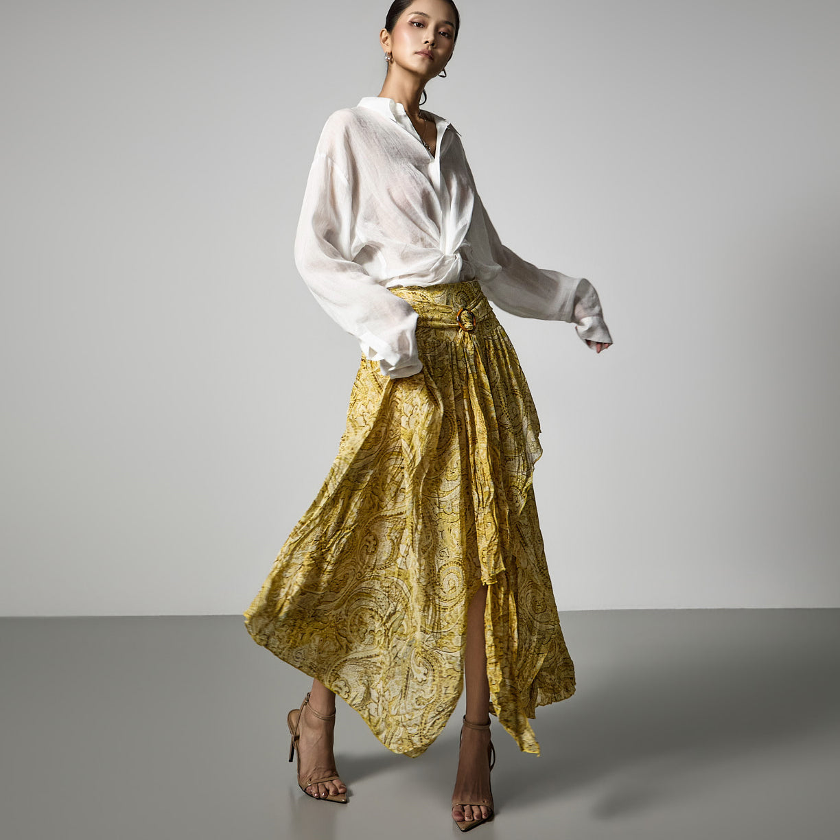 SK3227 Paisley Asymmetrical Skirt