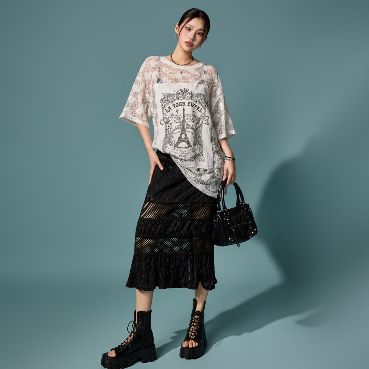 SK3249 Crinkle Mesh Skirt