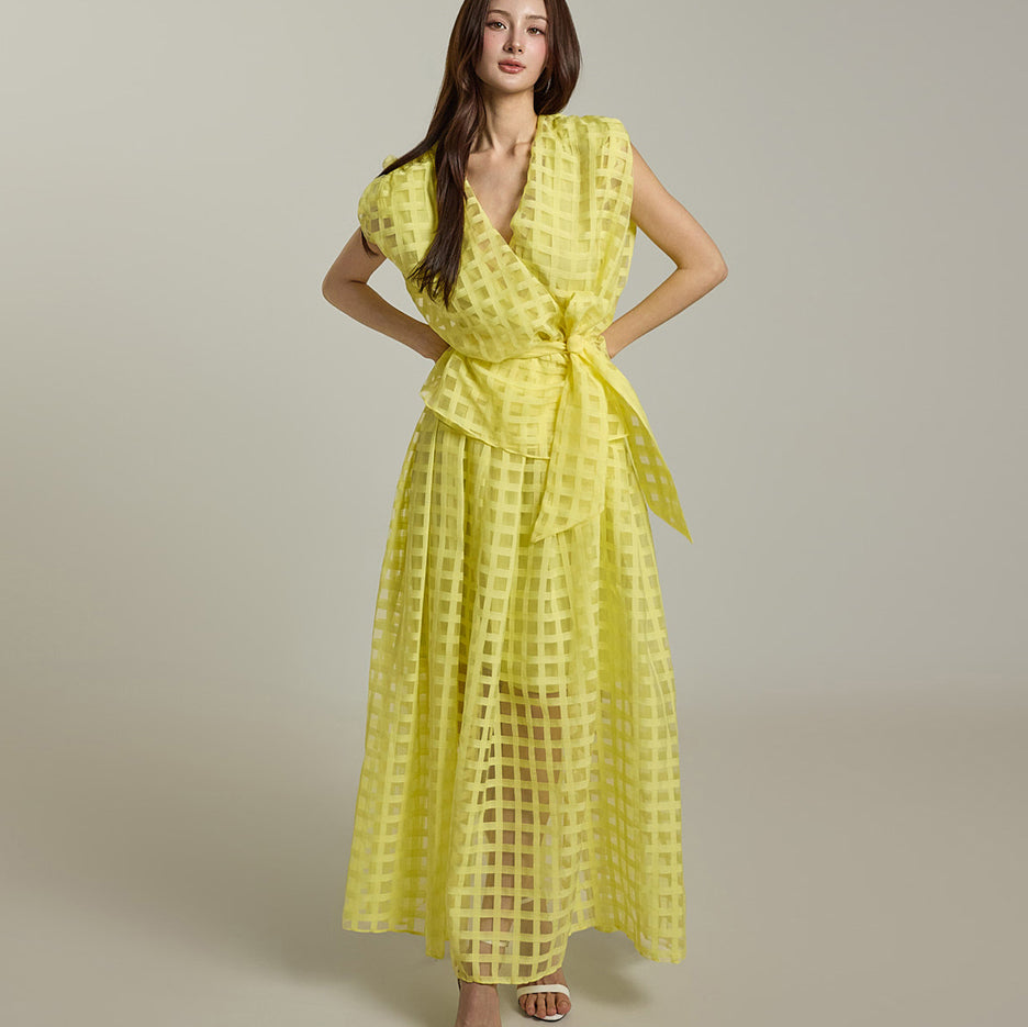 TP2102 Organza Blouse and Skirt Set