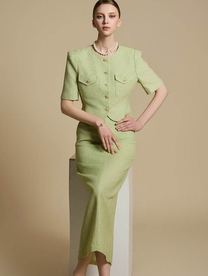 TP2119 Tweed Jacket and Skirt Set