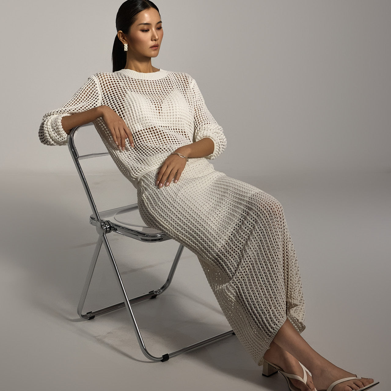 TP2129 Net Top and Skirt Set