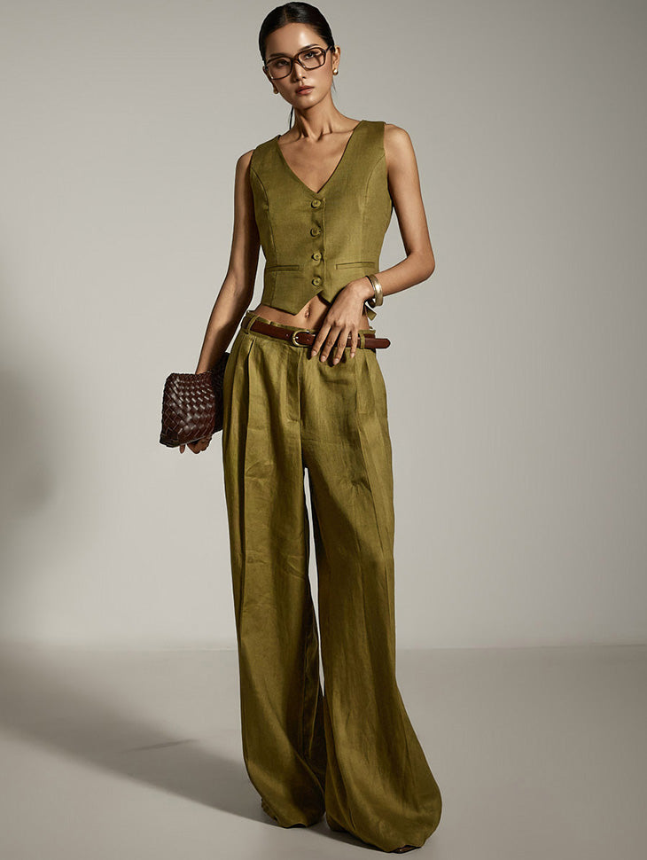 TP2198 Linen Vest and Pants Set