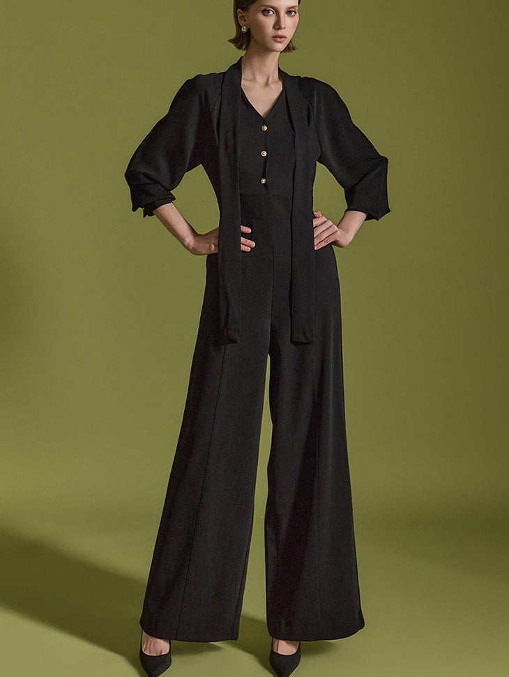 JS051 Fleece-lined Jumpsuit With Scarf