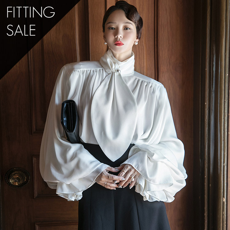 PS3072 珍珠领围巾垫衬衫*Fitting sale*
