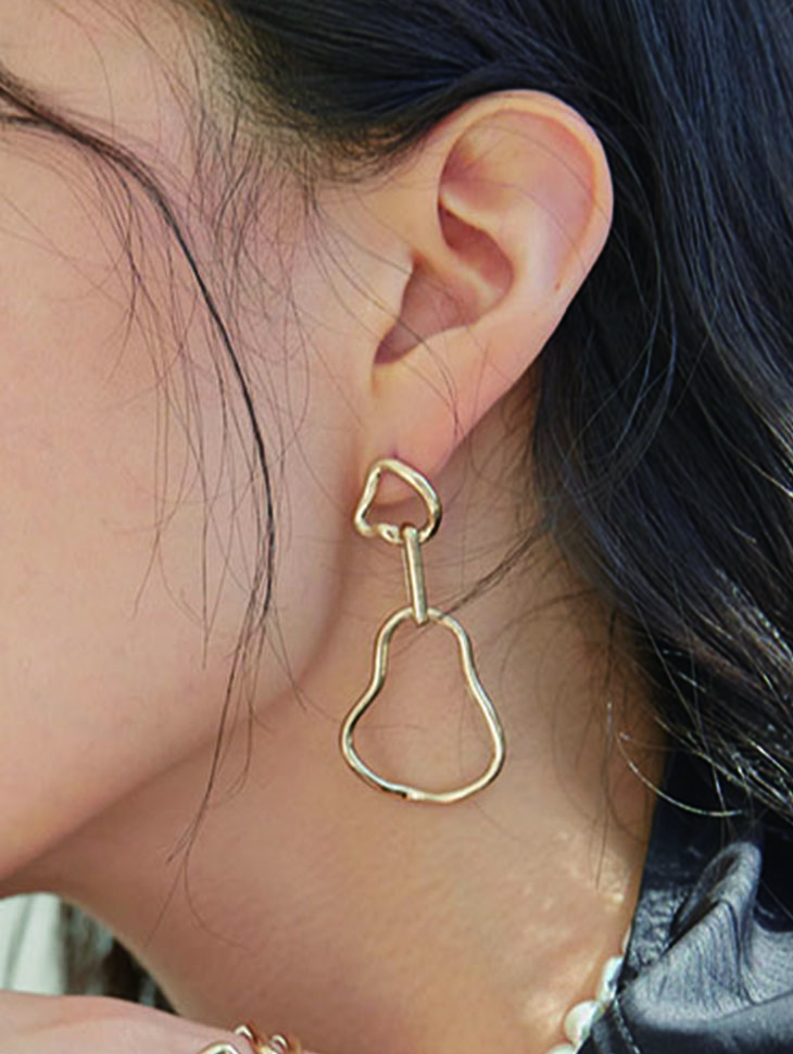 [Mono-A-Wear]连接吊式耳环（银色，金色）