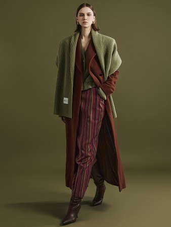 MBDJ008 羊毛修身寬鬆款長款大衣(腰帶套裝) Korea