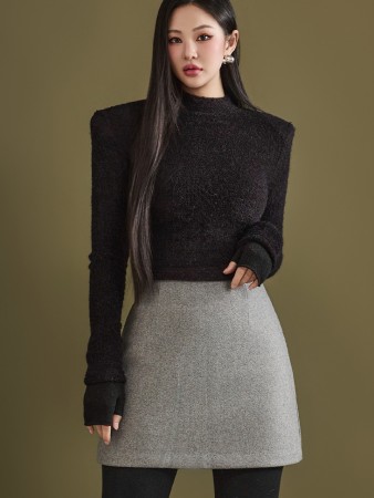 E3216 垫肩短款上衣 Korea