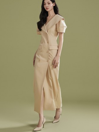 D9469 披肩領 連衣裙 Korea