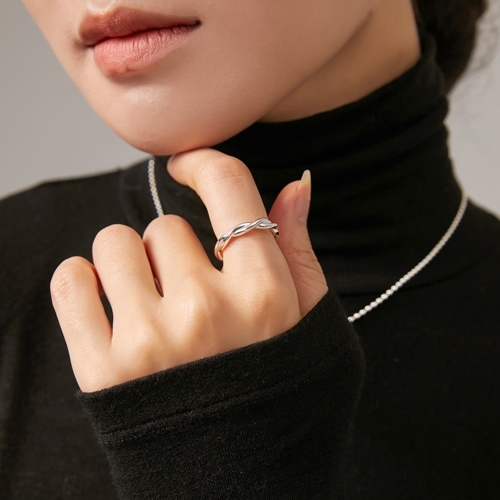 [SAINTMARI] 時尚 兩行 꼬임 bold Ring(Silver 925)