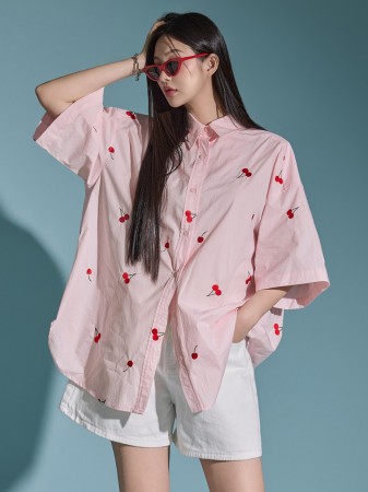 S637 樱桃刺绣衬衫 Korea