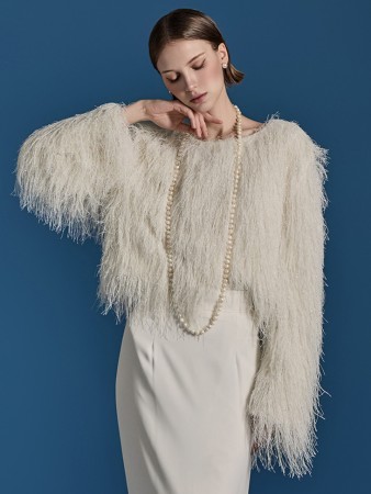 E3642 流苏垫肩上衣 Korea