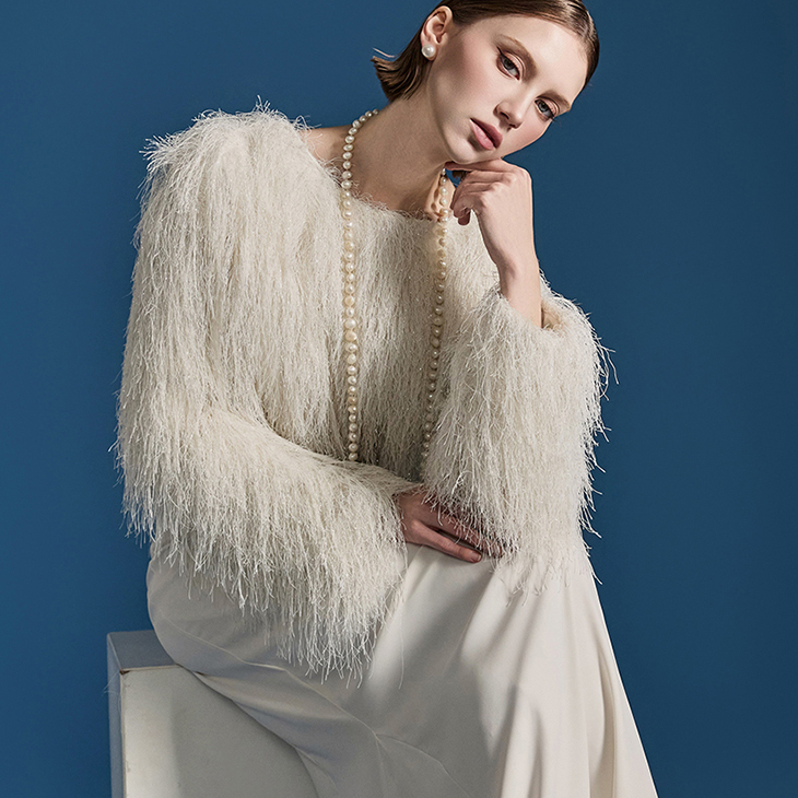E3642 流苏垫肩上衣