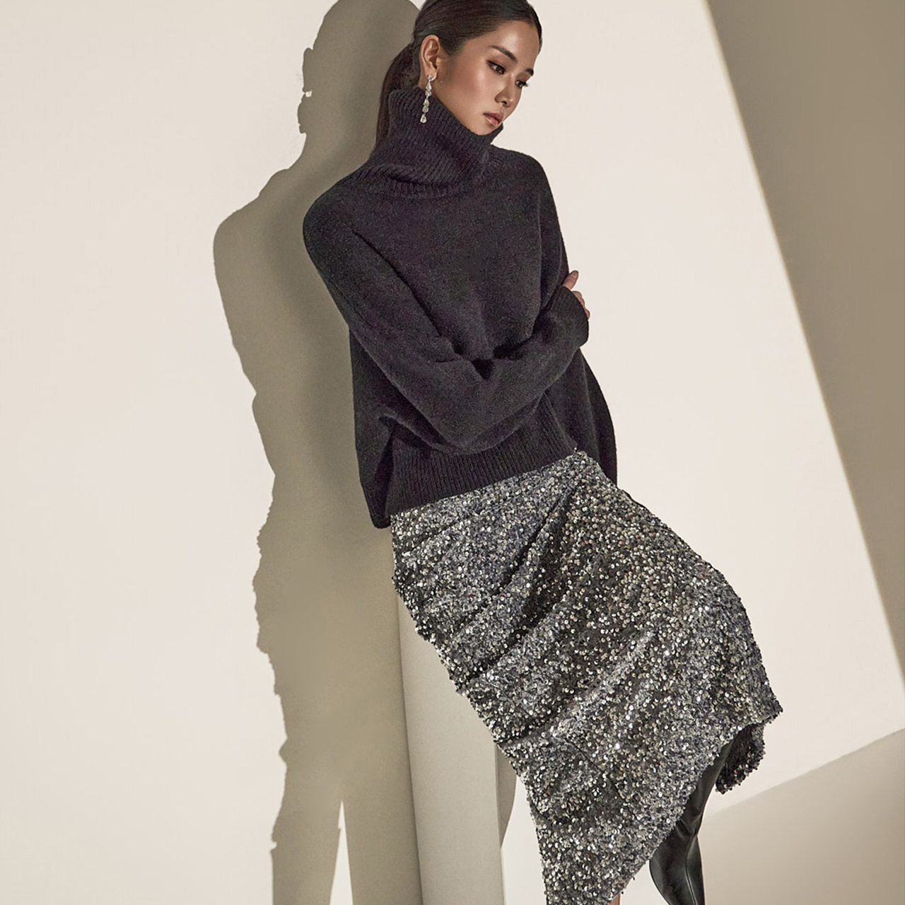 E3650 高领针织衫