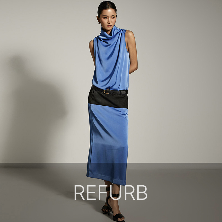 PS3884 腰帶 组合 緞面 連衣裙