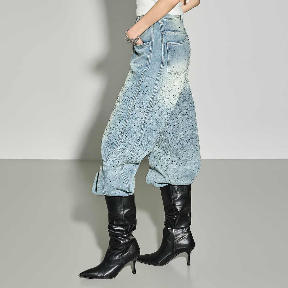 PJ621 绑带 组合 加絨 鉚釘牛仔裤