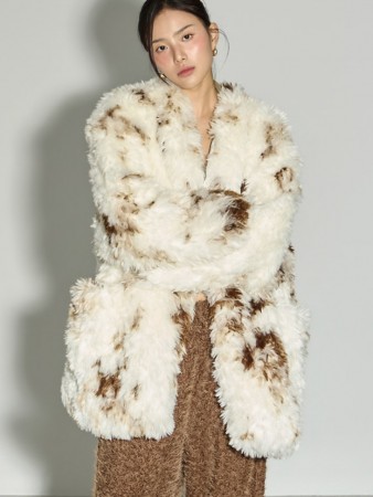 J3055 混 颜色 皮草 夾克 Korea