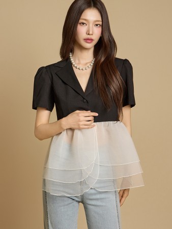 J2767 薄纱叠穿夹克 Korea
