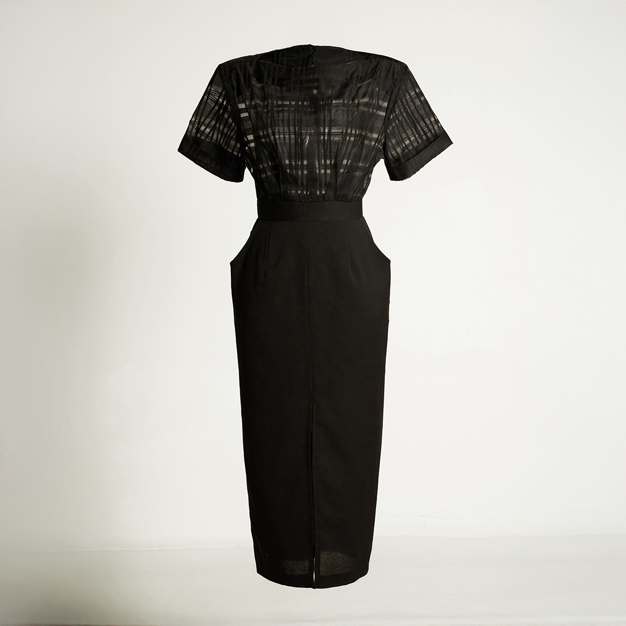 D9495 网眼格纹修身连衣裙