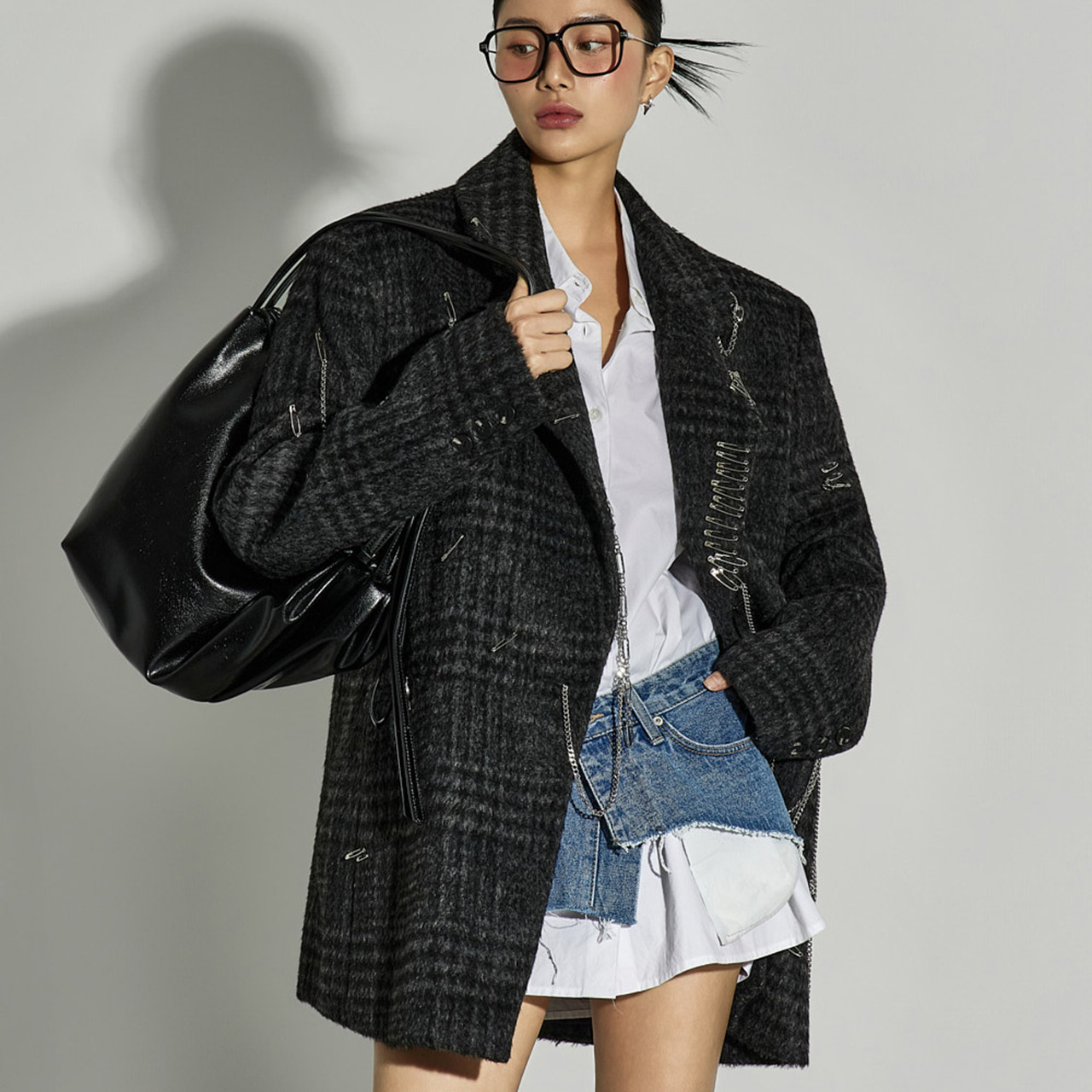 J9337 羊毛胸針格子夾克