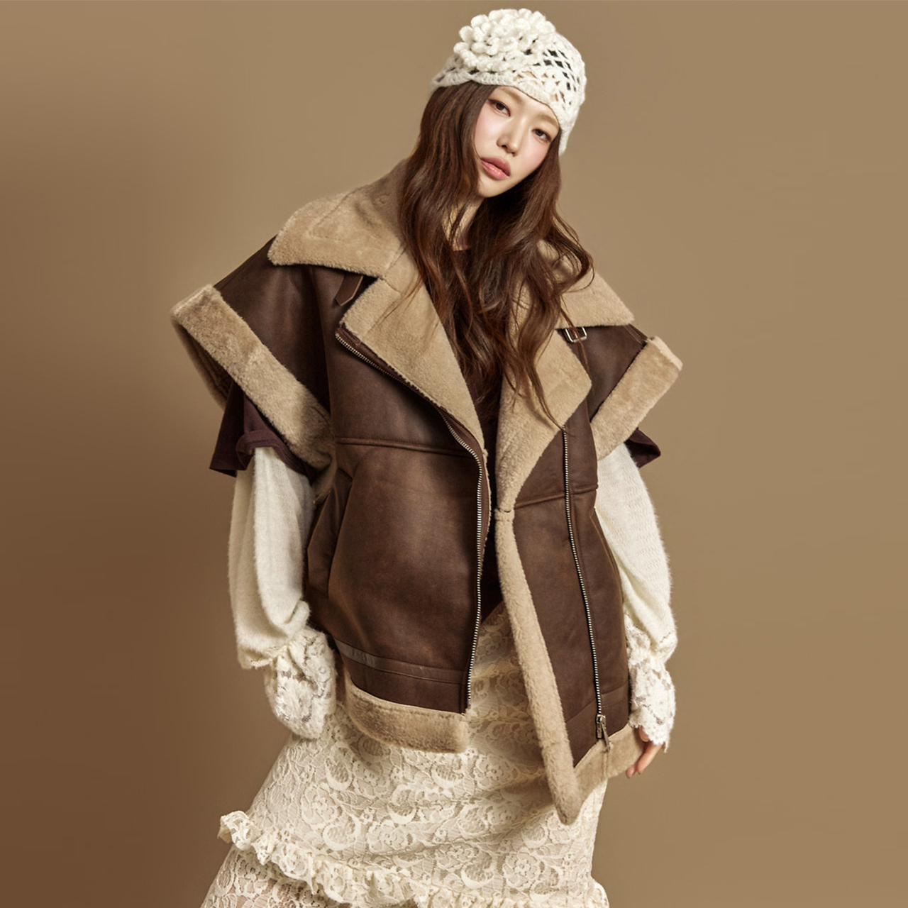 J2932 shearling jacket 皮草 马甲