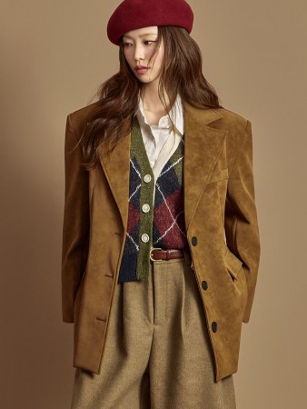 J2938 绒面革 修身 夾克 Korea