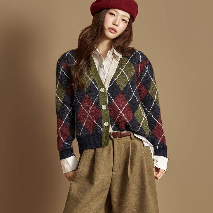 J2939 菱形花纹 開衫